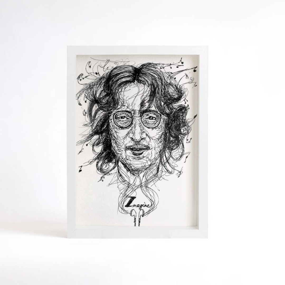 Miss you, John lennon 约翰列侬复制画（含框） - 海报/装饰画/版画 - 纸 白色