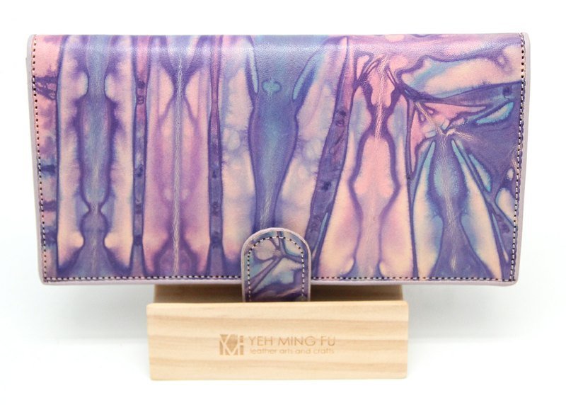 手创皮革绑染长皮夹 - 皮夹/钱包 - 真皮 紫色