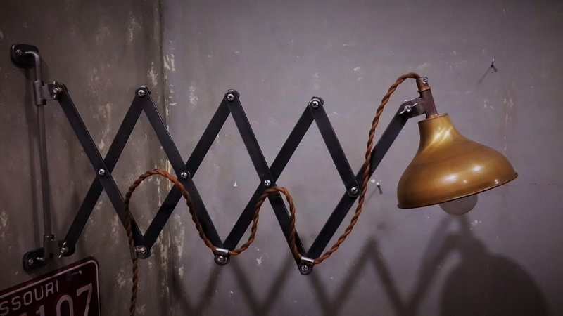 工业系 剪刀夹伸缩壁灯 - 灯具/灯饰 - 其他材质 咖啡色