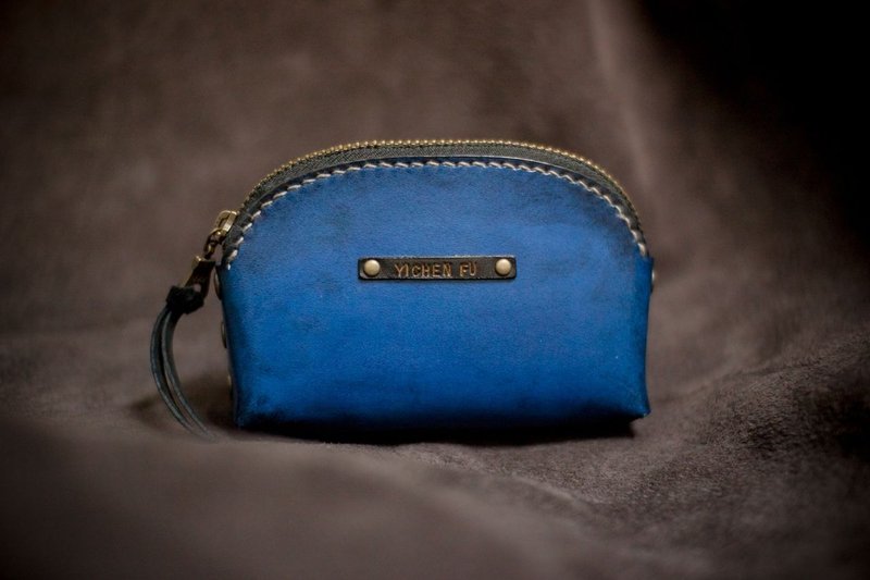 皮件 手工皮革 零钱包 蓝黑色 - 零钱包 - 真皮 