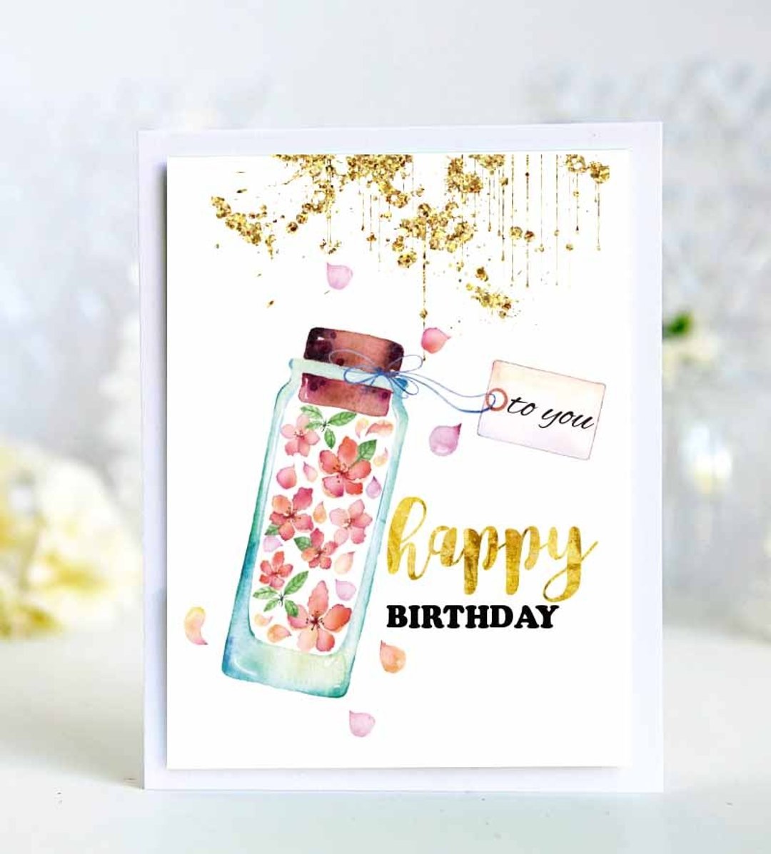 3张Happy birthday漂亮花卉生日套卡/纯手工英文卡片 - 卡片/明信片 - 纸 多色