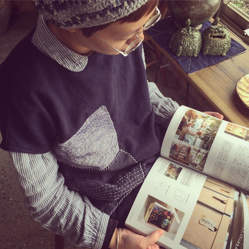 06 one&only 手缝线创作 秋冬厚棉麻洋装长袍子 蓝色精灵 - 洋装/连衣裙 - 棉．麻 蓝色