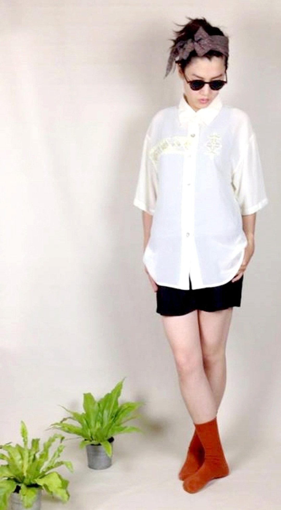 │千金难买早知道│白色刺绣古着衬衫VINTAGE/MOD'S - 女装衬衫 - 其他材质 白色