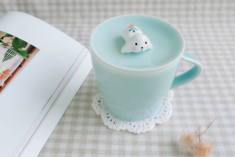 三浅陶瓷|激萌萝卜兔|原创小兔子创意陶瓷有盖水杯 特别生日礼物 - 茶具/茶杯 - 其他材质 绿色