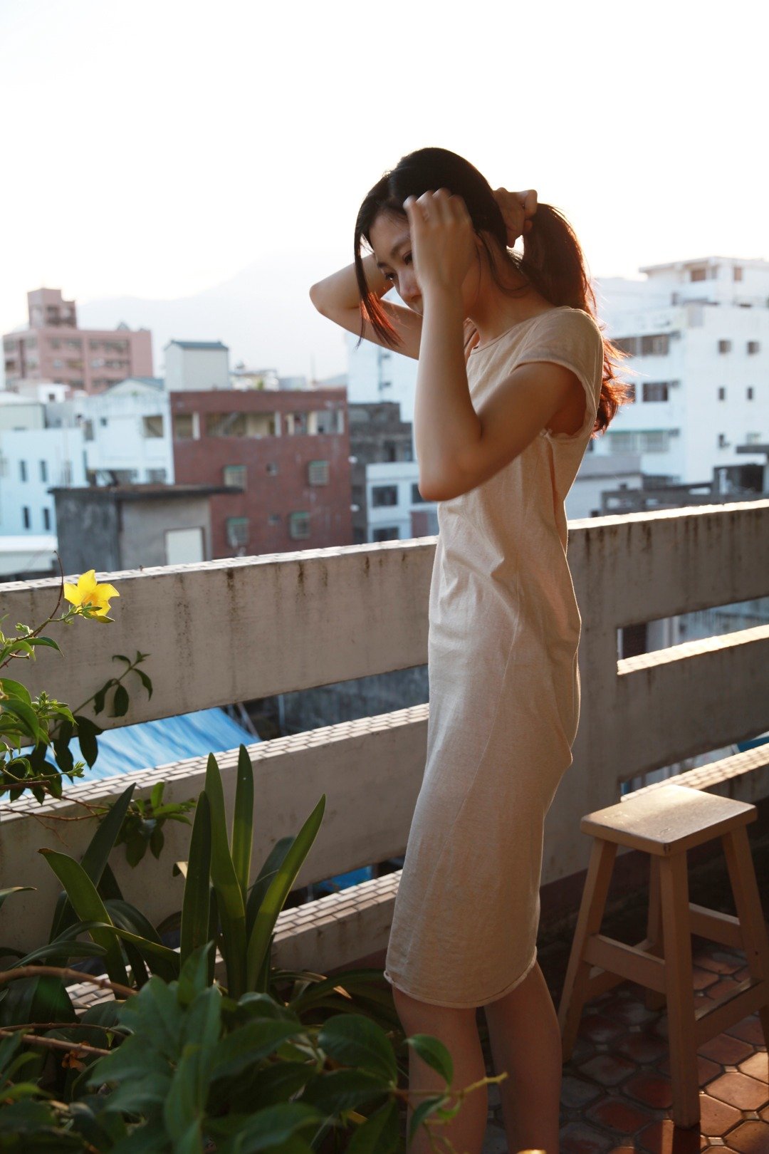 盛夏初秋有机彩棉洋装 天生天养浅棕彩 - 洋装/连衣裙 - 棉 咖啡色