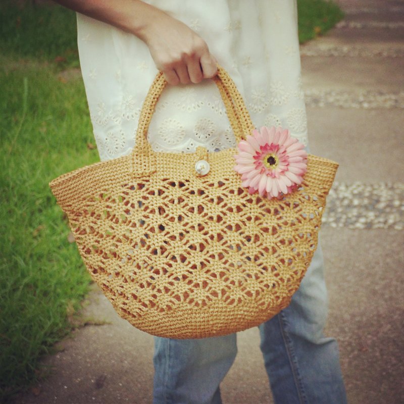 一同去郊游 镂空编织包 手工限量 - 手提包/手提袋 - 其他材质 金色