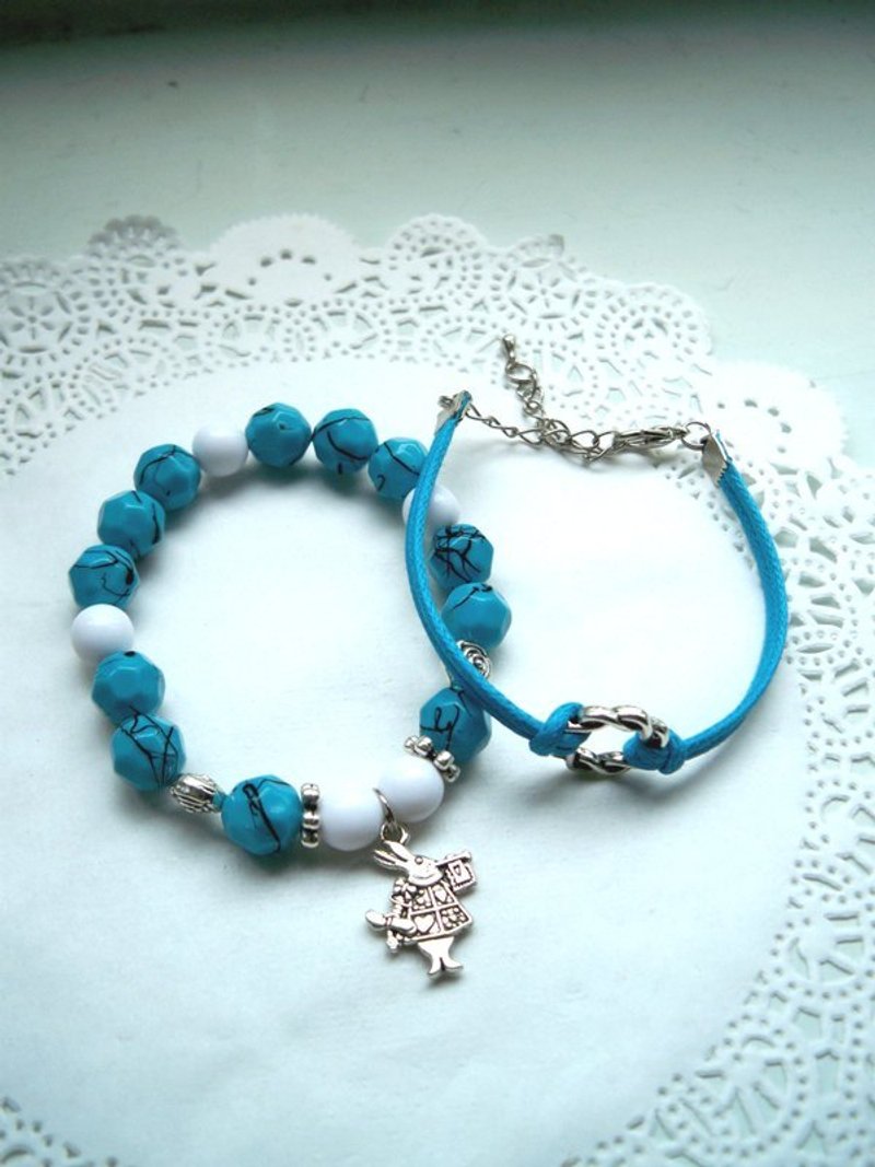 小确幸手环~蓝白-2条 - 手链/手环 - 其他材质 多色