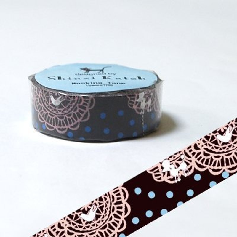 Shinzi Katoh 加藤真治 Original原创插画 纸胶带(蕾丝贵宾狗 SKS-289) - 纸胶带 - 纸 黑色