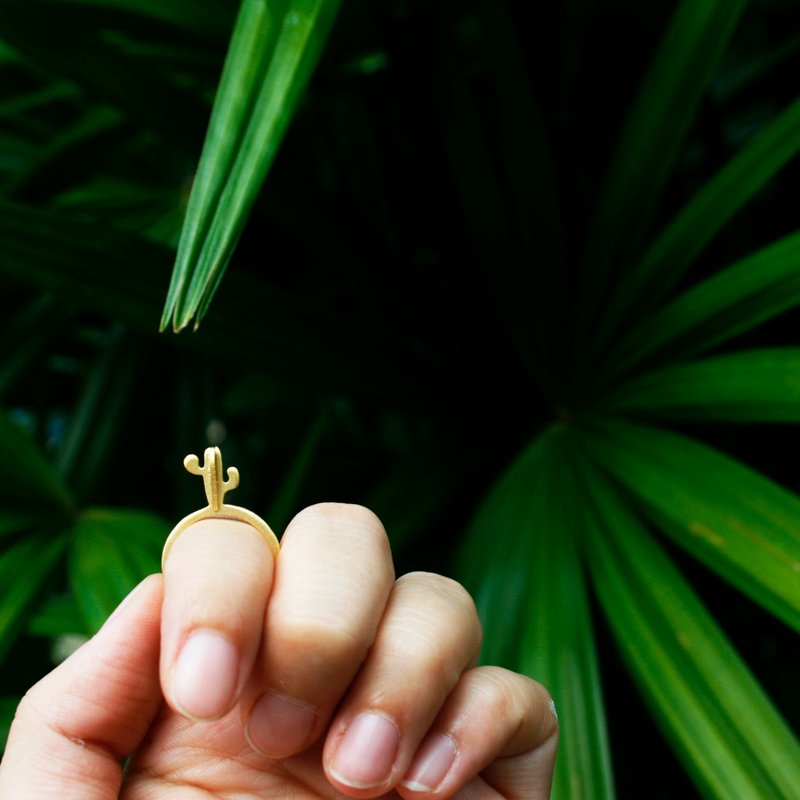 RING 3D tiny CACTUS - 戒指 - 其他金属 白色