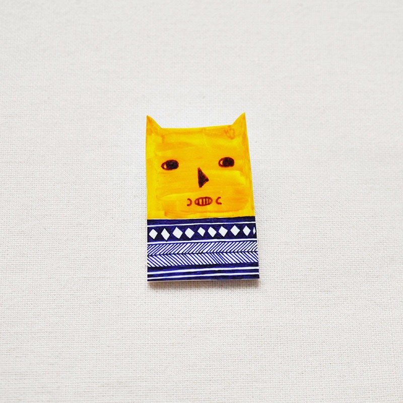 Leonard The Brave Cat / 勇敢的猫咪伦纳德 / 手工制作热缩片 / 胸针磁铁 - 胸针 - 塑料 蓝色