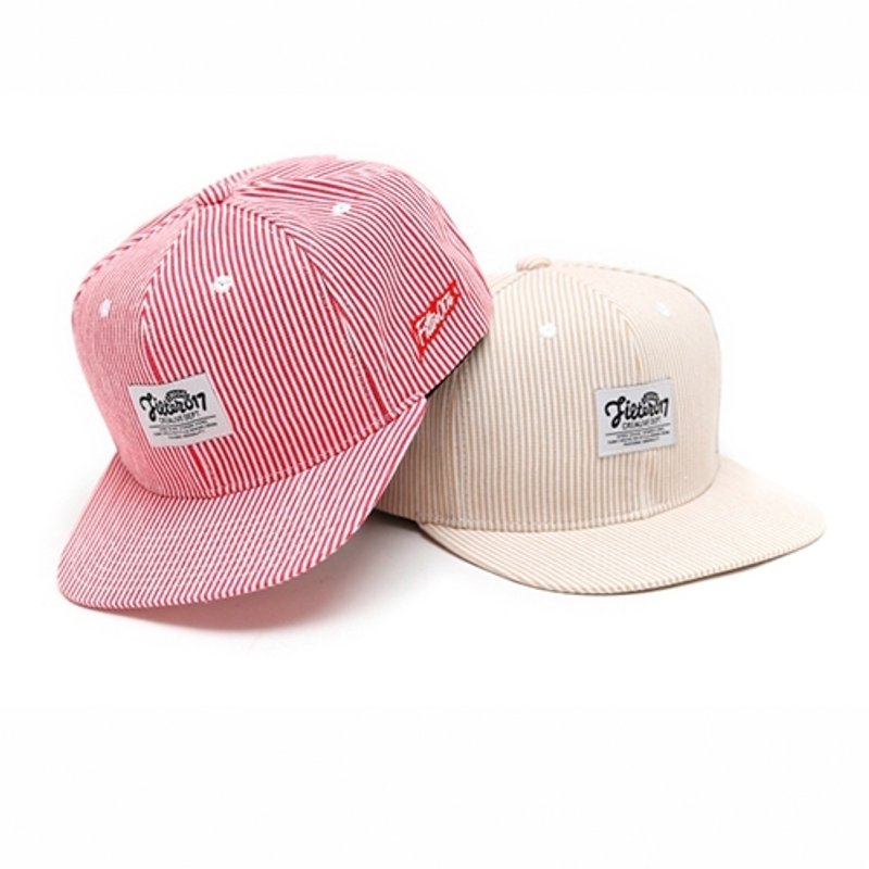 Filter017 Stripe Denim Snapback Cap 条纹单宁后扣式棒球帽 - 帽子 - 其他材质 红色