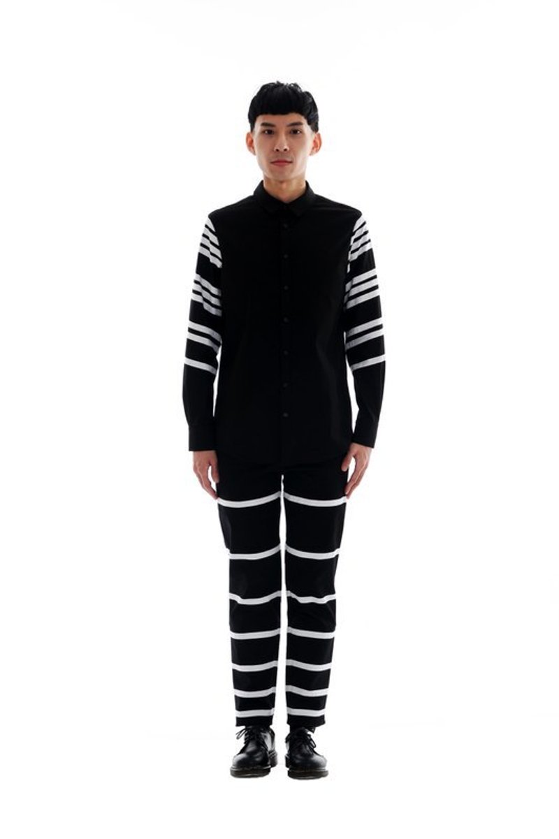 Sevenfold 2013 A/W Gradient line shirt 渐层线条衬衫 - 男装衬衫 - 棉．麻 黑色
