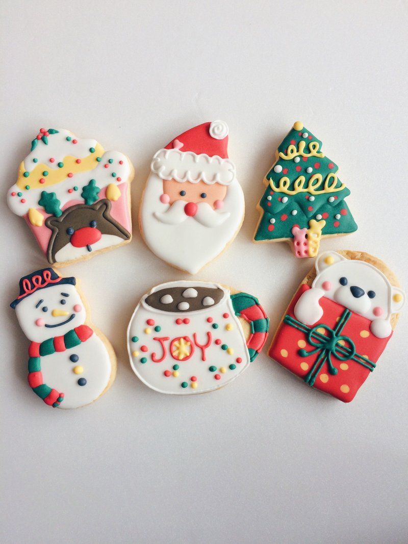 [暖阳] 糖霜饼干 ＿ 暖呼呼甜蜜蜜，圣诞老人已来临 ＿ 纯手工绘制造型饼干6片组 - 手工饼干 - 新鲜食材 