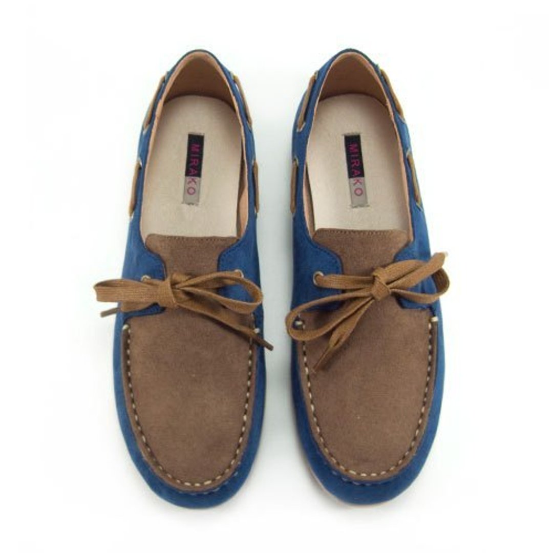 Two Tone Boat Shoes M1106A BrownNavy - 女款牛津鞋/乐福鞋 - 棉 咖啡色