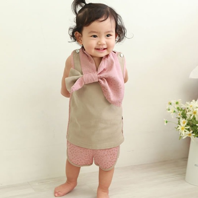 [ KAKIBABY ]专利天然柿子染布 - L型领巾(粉色金葱，S号，小孩尺寸) - 围嘴/口水巾 - 棉．麻 粉红色