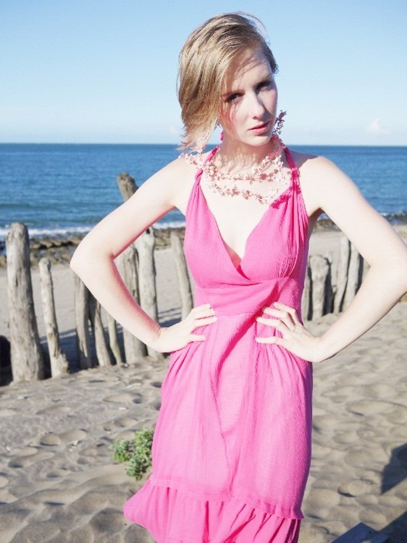 免邮优惠！Jyothi Studio棉纱孔雀开屏洋装：粉嫩红 - 洋装/连衣裙 - 棉．麻 