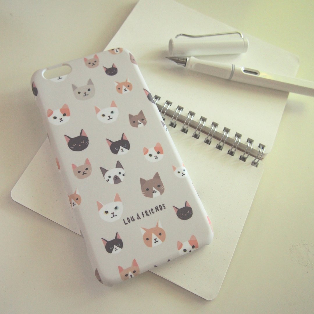 :: 圣诞礼物 ::猫奴Q版手机壳 iPhone X/ 8/ 7/ 6 Plus Case - 平板/电脑保护壳 - 塑料 灰色