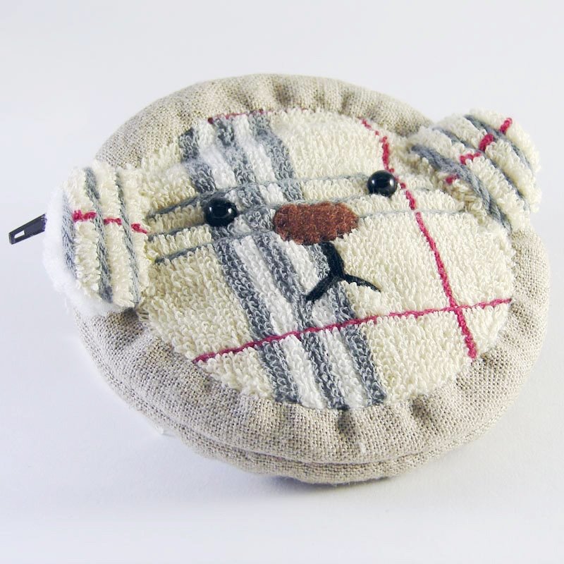 Cheerful 毛巾布小熊拉链零钱包  经典格纹 - 零钱包 - 其他材质 黄色