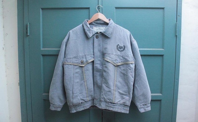 灰蓝刺绣假口袋夹克 - 男装外套 - 其他材质 多色