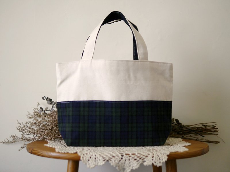 乡村格纹托特包 - 手提包/手提袋 - 其他材质 白色