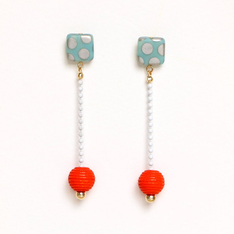 橘色螺旋　耳针式・耳夹式 耳环 - 耳环/耳夹 - 其他材质 橘色