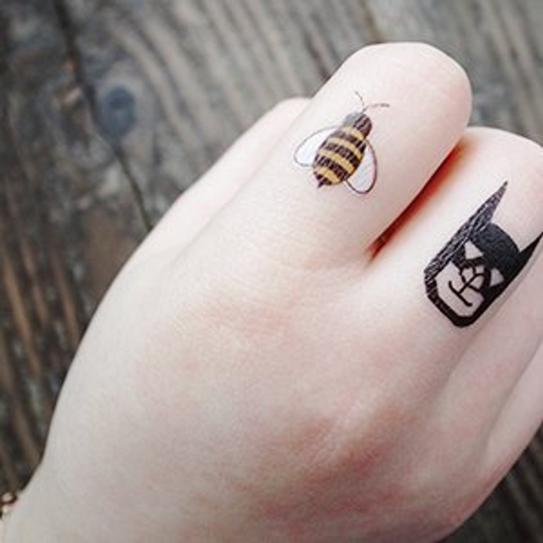 *tattoo* 嗡嗡小蜜蜂 刺青贴纸组 1组2只 同款 - 贴纸 - 纸 黑色