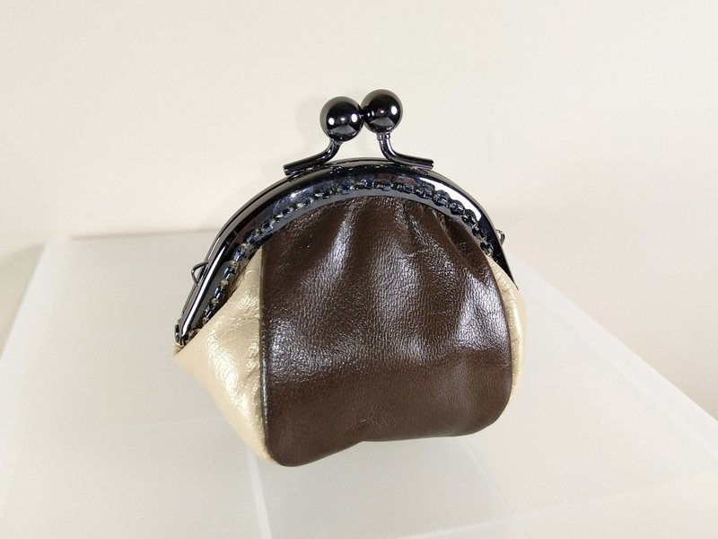 金配咖的真皮钱包(口金包款) - 零钱包 - 真皮 咖啡色