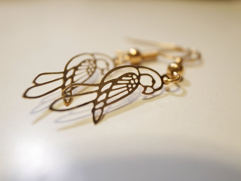 复古鹦鹉耳环 - 耳环/耳夹 - 其他金属 