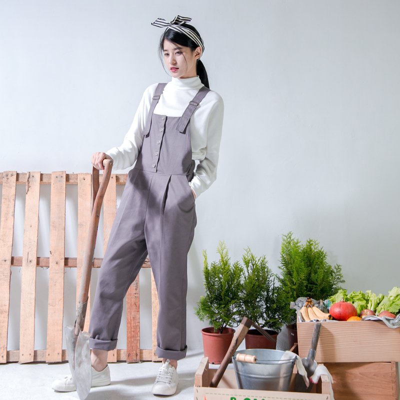 SU:MI said Mining 旧金山工作吊带裤_5AF303_芋色 - 背带裤/连体裤 - 棉．麻 紫色