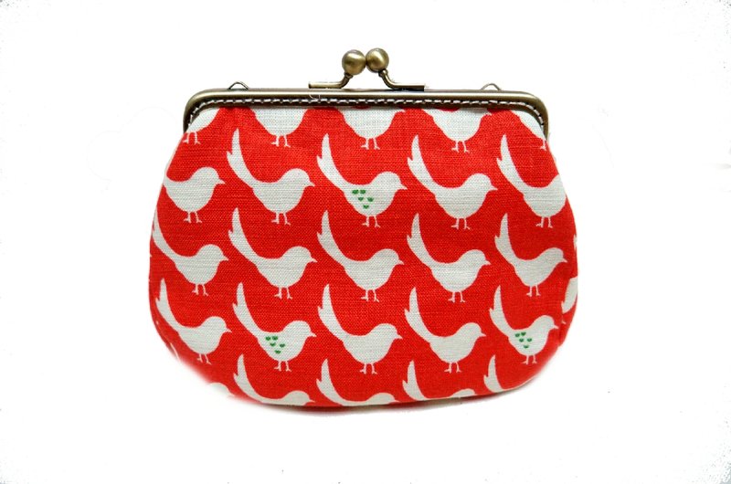 橘鸟遇上口金包/相机包/化妆包/杂物包/大容量 - 化妆包/杂物包 - 棉．麻 橘色