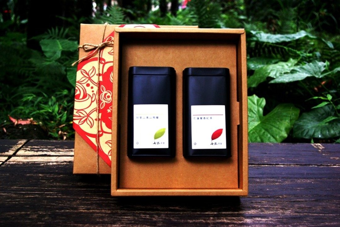 【茶叶礼盒】阿里山高山乌龙60g/花莲蜜香红茶50g - 茶 - 纸 金色