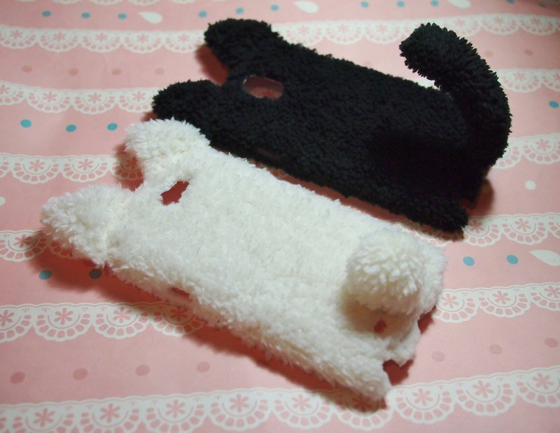 布艺 超可爱毛绒小猫手机壳 保护壳  Samsung Galaxy S3 Note2 Note3  HTC One Mini Butterfly S - 其他 - 其他材质 黑色