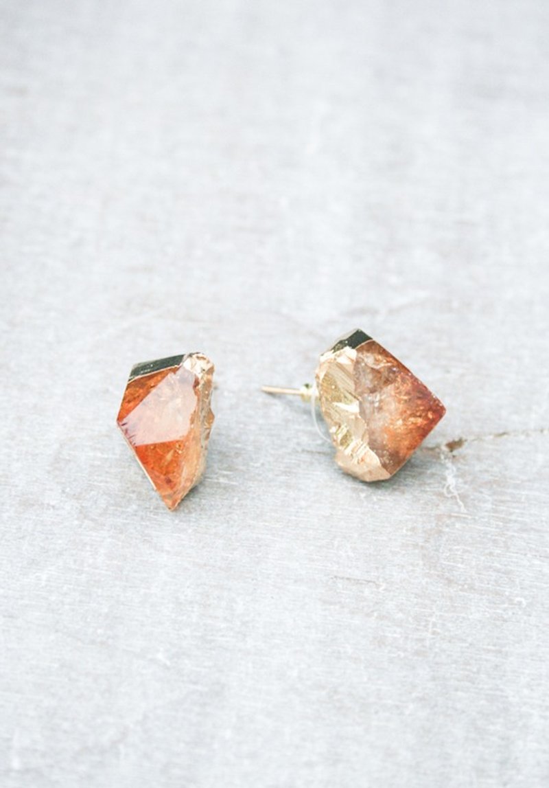 EOS 黄水晶铆钉耳环 - 耳环/耳夹 - 宝石 橘色