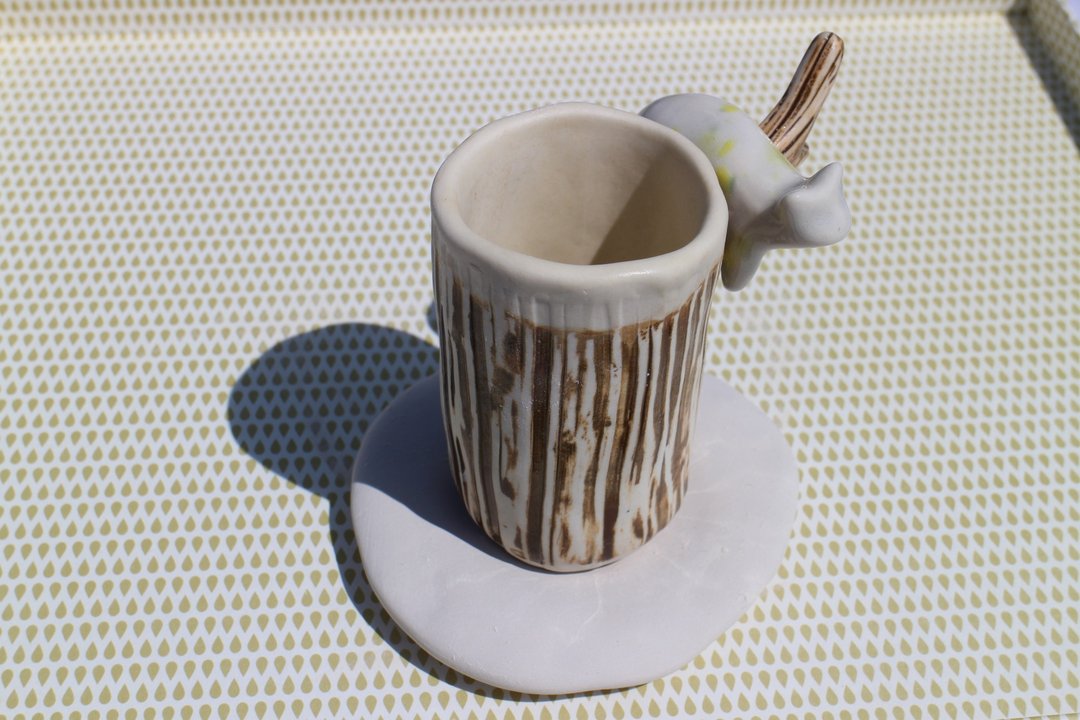 猫猫上树 高口杯 - 花瓶/陶器 - 其他材质 咖啡色