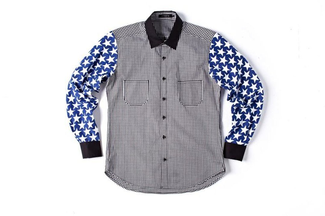 Stone'As Stars Print & Check Shirt / 星星格子衬衫 - 男装衬衫 - 棉 黑色