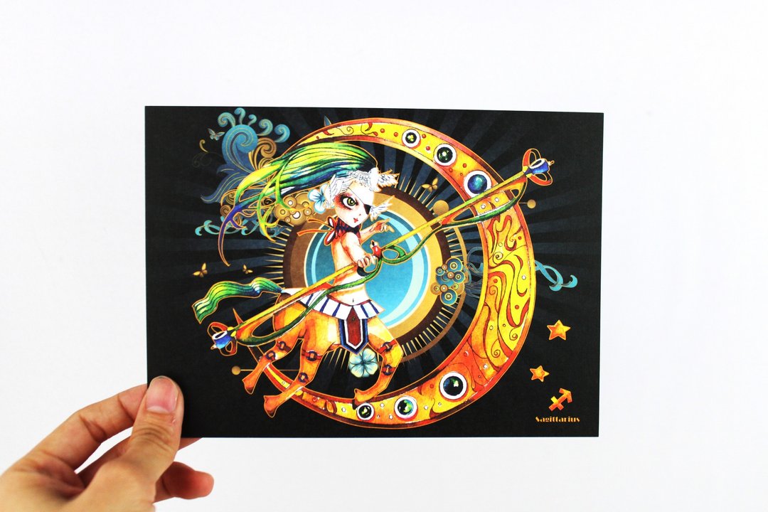 十二星座-Sagittarius射手座/插画明信片 - 卡片/明信片 - 纸 橘色