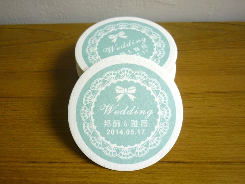 定制化婚礼杯垫~纸杯垫~圆形杯垫~蕾丝杯垫-相片杯垫写真杯垫 - 卡片/明信片 - 纸 红色