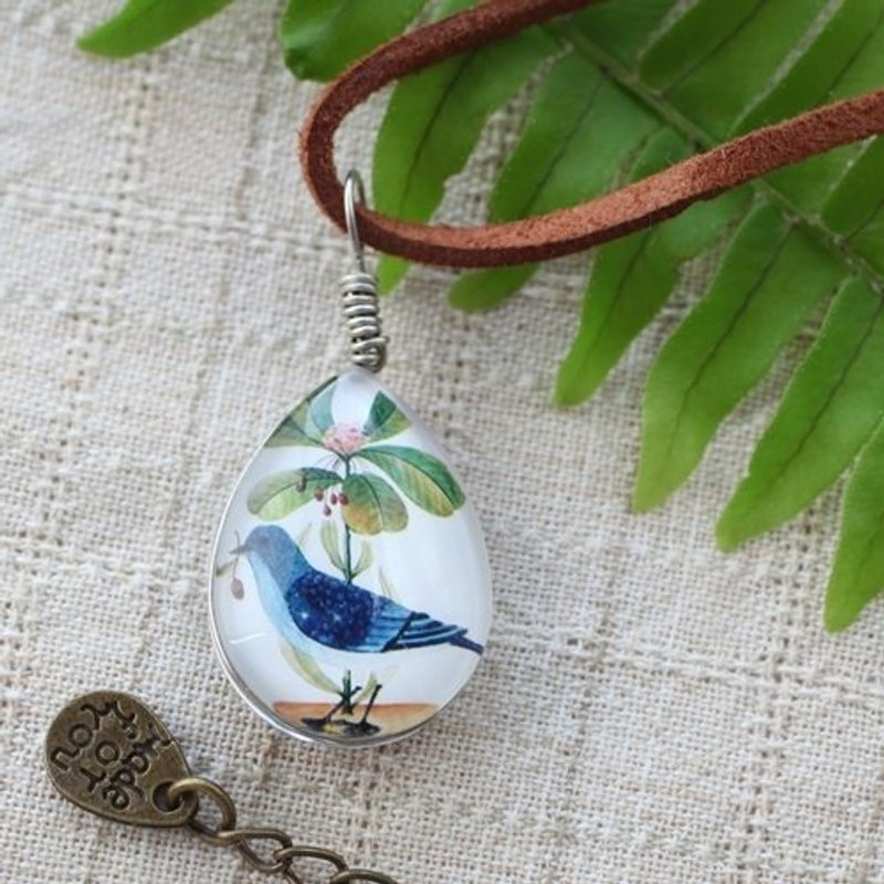 蓝色的希望使者项炼·复古疗愈系 - 项链 - 其他金属 白色