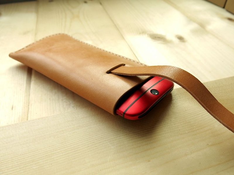 [Jane One Piece] 手缝手机皮套/保护套 for HTC One M8 - 其他 - 真皮 咖啡色