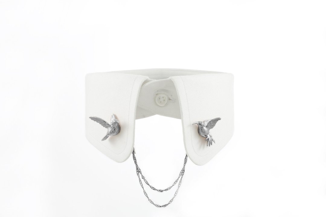 Humming Bird Collar Clip - black - 胸针 - 其他金属 