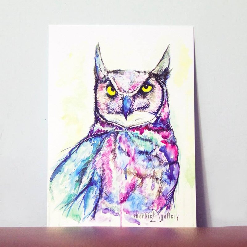 猫头鹰 明信片 (Owl Postcard) - 卡片/明信片 - 纸 多色
