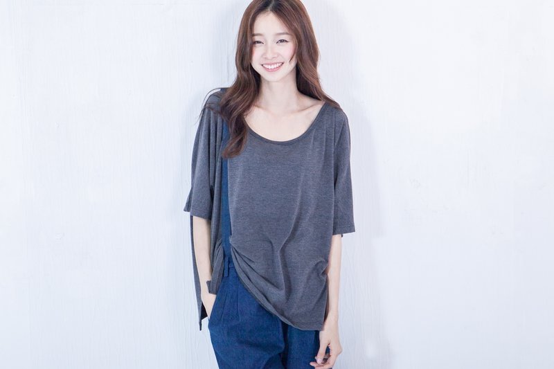 SUMI◆独角兽电绣侧开岔宽版上衣◆4SF020_麻花灰 - 女装上衣 - 棉．麻 灰色