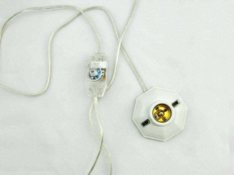 复古工业款-八角陶瓷灯座组-透明调光线 - 灯具/灯饰 - 其他金属 白色