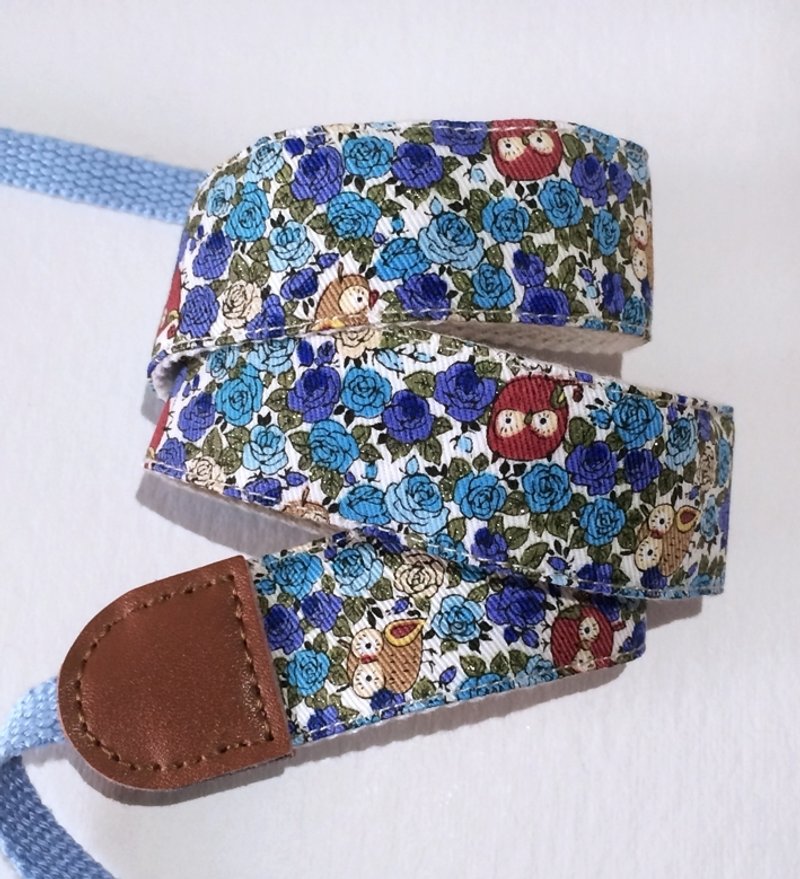 夏日花园相机背带 - 蓝玫瑰 - 证件套/卡套 - 棉．麻 蓝色