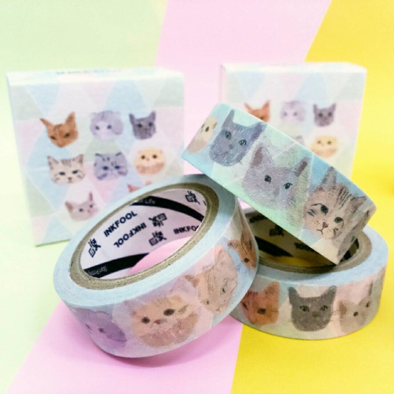 印傻子 猫喵喵 design by Bonjour Andrea *0903快闪款* - 纸胶带 - 纸 