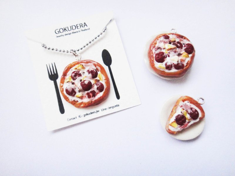 热腾腾披萨 - 项链 - 项链 - 粘土 橘色