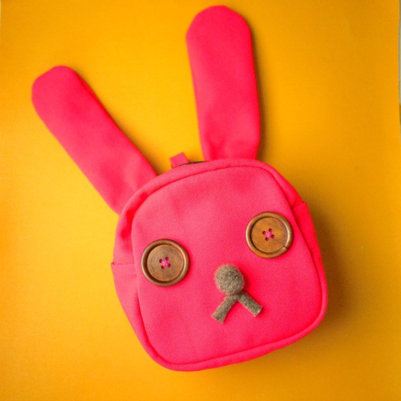 防走失粉红小兔 pinky rabbit - 围嘴/口水巾 - 棉．麻 粉红色