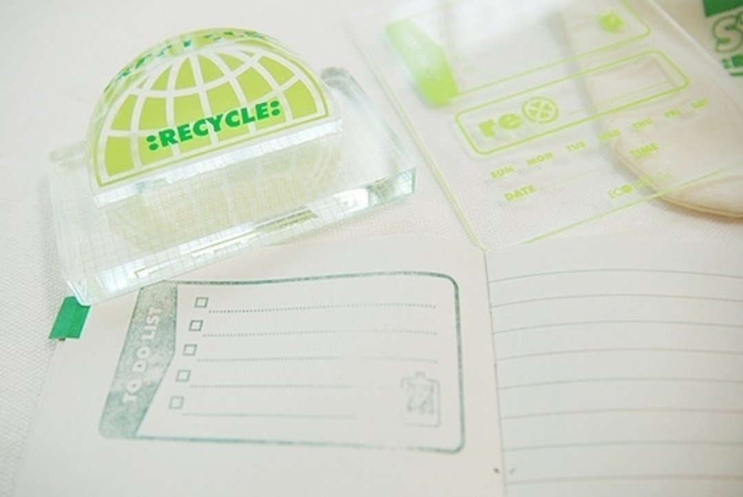 韩国 【Ecobridge】 创意印章 日记计画框  STAMP〈Recycle day〉 预购 - 印章/印台 - 塑料 绿色
