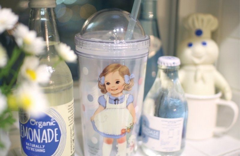 韩国【Afrocat】paper doll mate ice tumbler〈Alice〉思乐冰杯 咖啡 水果 可乐 -圣诞节 交换礼物 party - 水瓶/水壶 - 塑料 蓝色