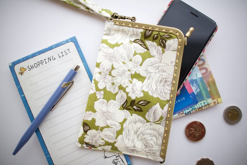 PWS06 － 小口金手机包 手拿包 - 手拿包 - 棉．麻 绿色